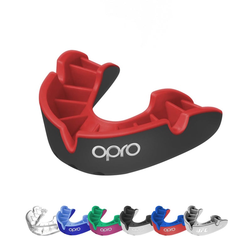OPRO Silver Level Mouth Guard - Moldable Mouthguard with Multi-Layer Protection for Boxing, Hockey, Rugby, MMA, jiu Jitsu UFC & Football Mouthpiece - Includes Mouth Guard Case (Youth, Black/Red) - Image 1